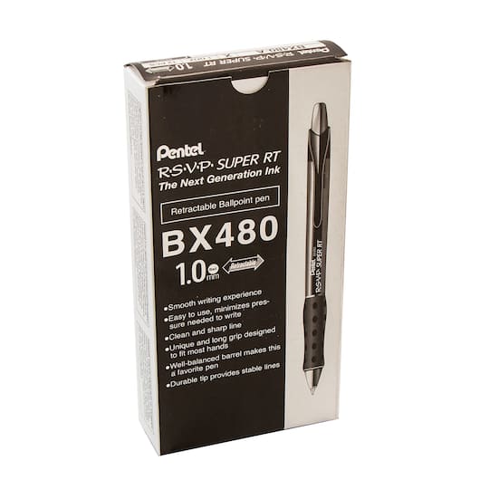 R.S.V.P.® Super RT Retractable Ballpoint Pen, 12ct. By Pentel in Black | 1 mm | Michaels®